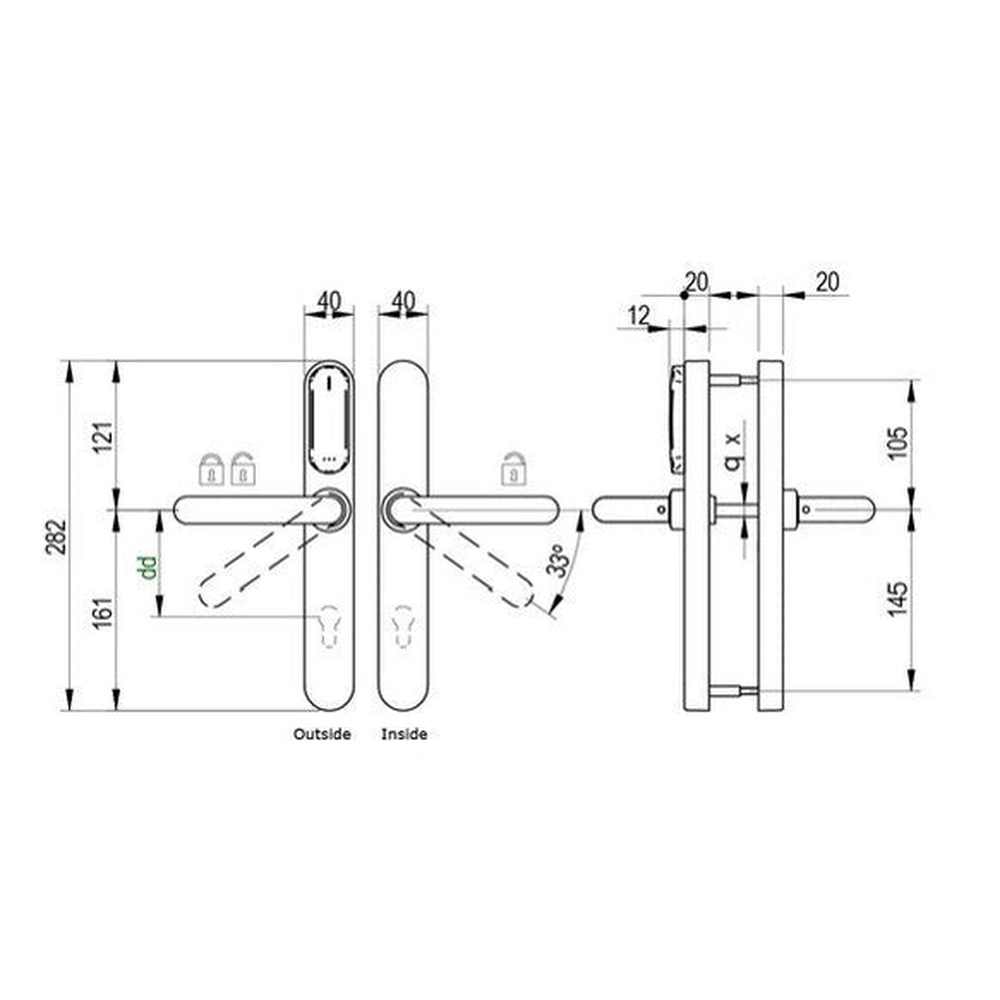 Salto XS4 Original+ handle set EM451 with internal thumbturn