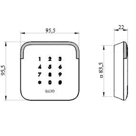 Salto proximity wall reader/keypad, BLE Mifare DESfire, conical base