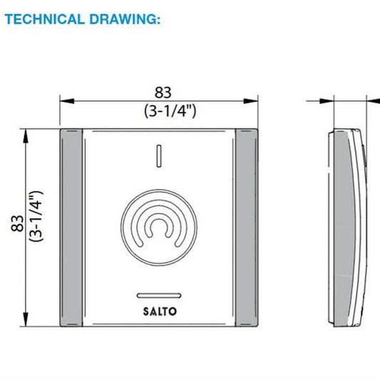 Salto modular proximity wall reader, BLE Mifare DESfire, silver