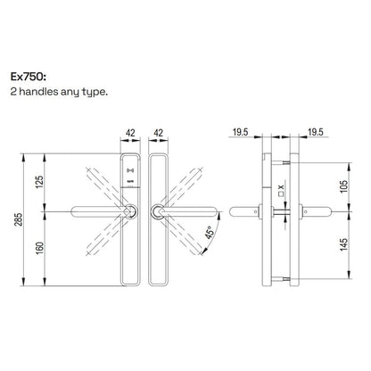 Salto XS4 One handle set EM750 DIN