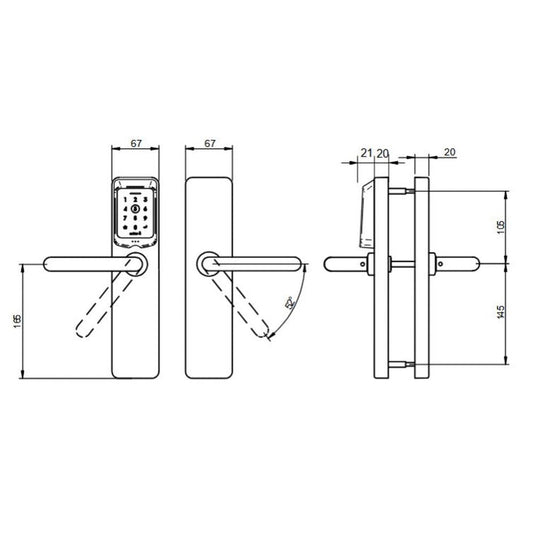 Salto XS4 One S Keypad European escutcheon with external key over-ride