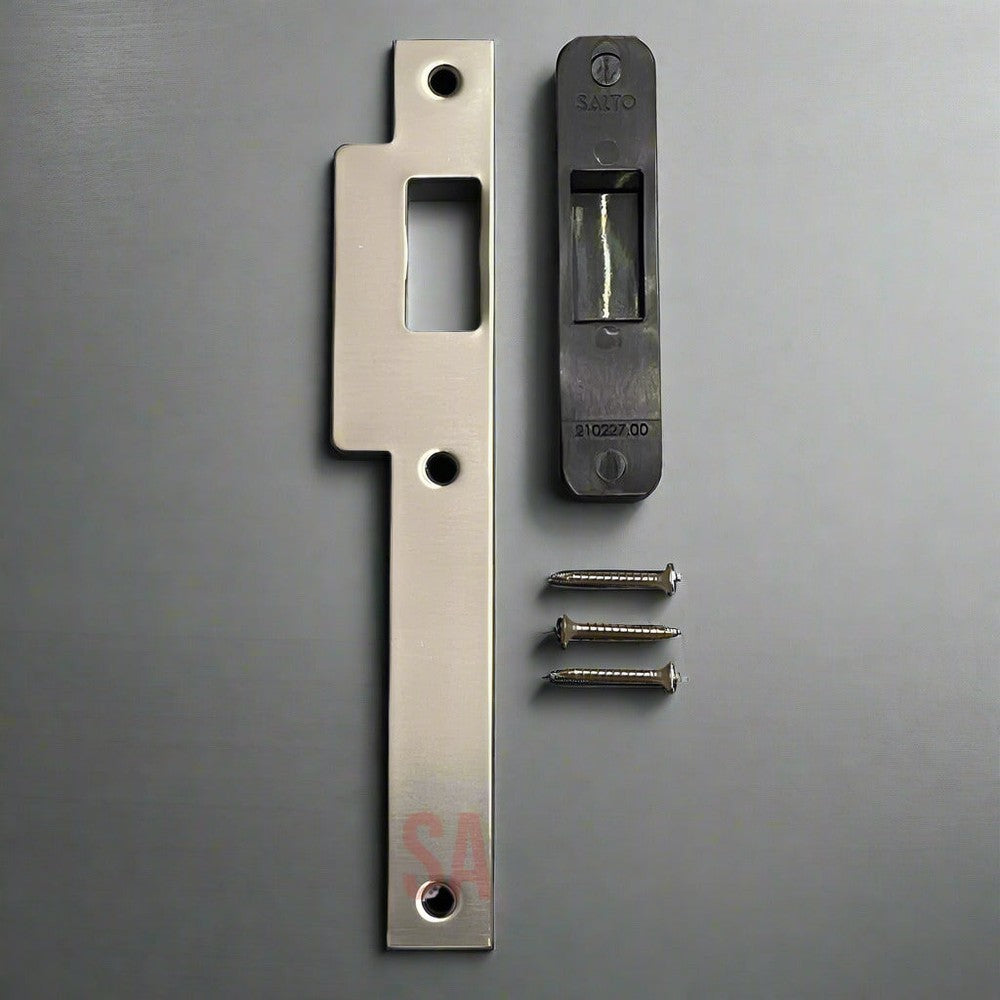Salto striking plate to suit LE8P02 mortice latch, square edge, 24mm lip