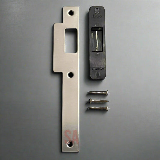 Salto striking plate to suit LE8P02 mortice latch, square edge, 24mm lip