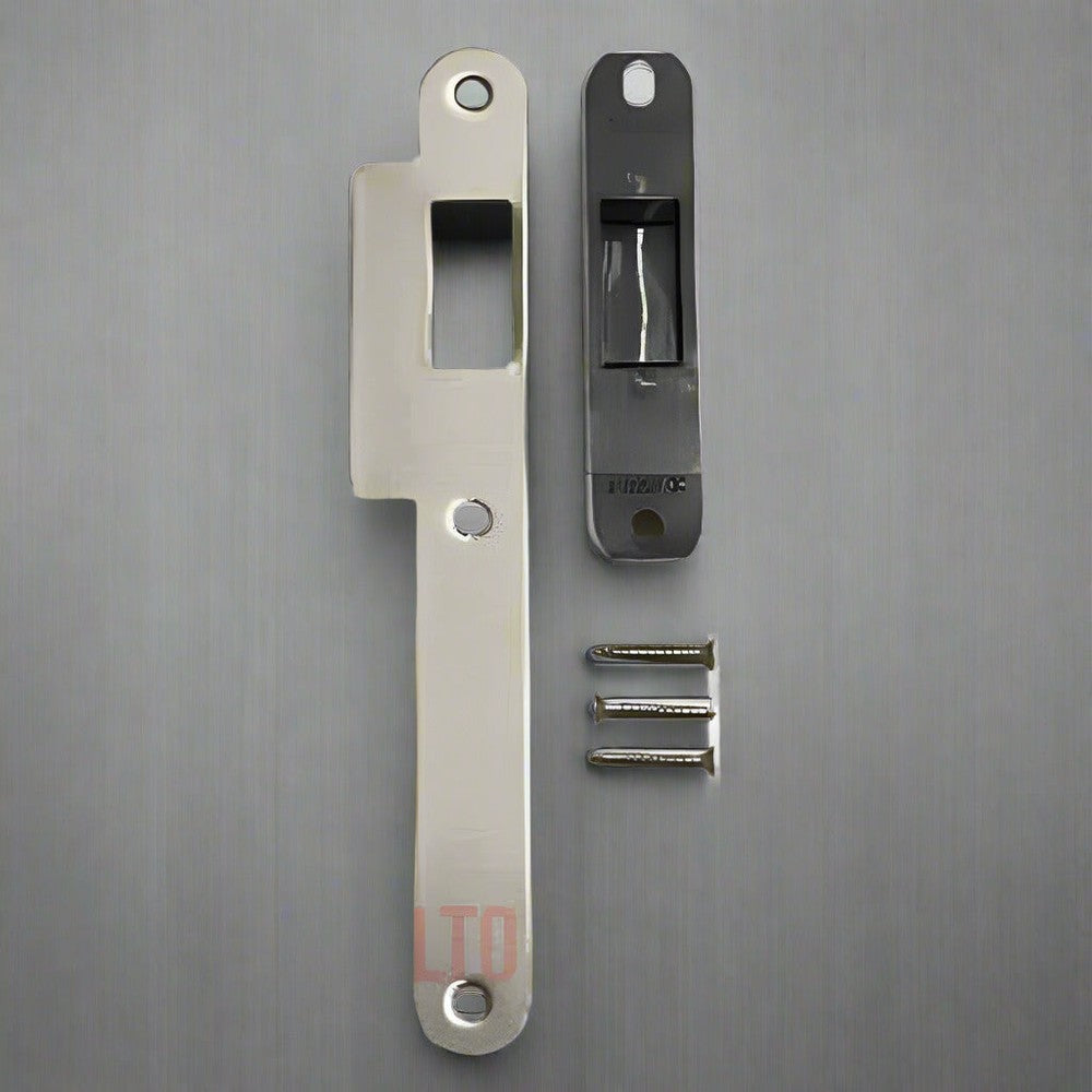 Salto striking plate to suit LE8P02 mortice latch, radius edge, 24mm lip