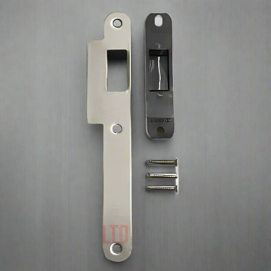 Salto striking plate to suit LE8P02 mortice latch, radius edge, 24mm lip