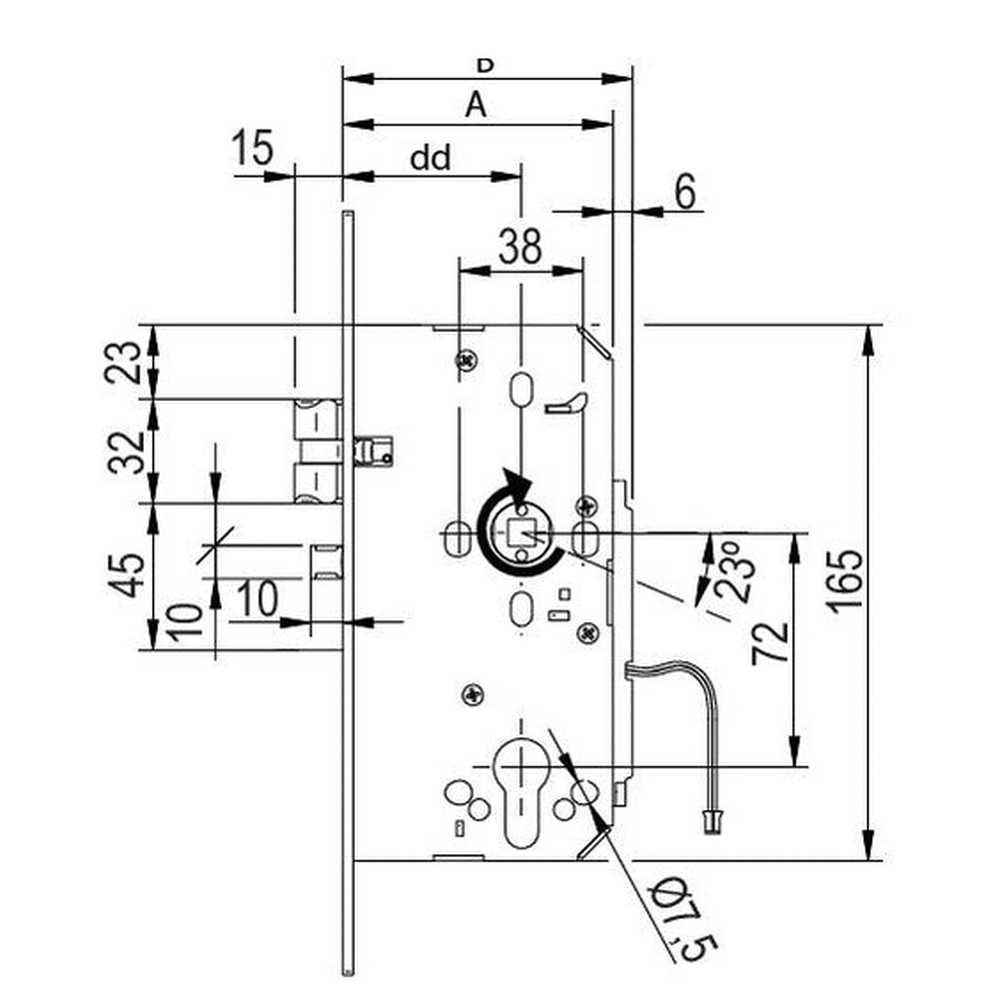 Salto LE7S nightlatch, 60mm backset, radius forend