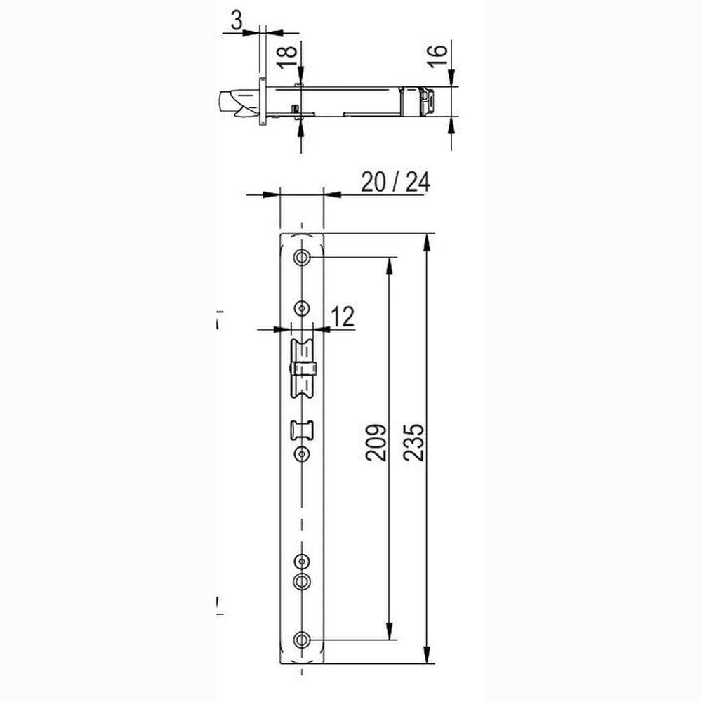 Salto LE7S nightlatch, 60mm backset, radius forend