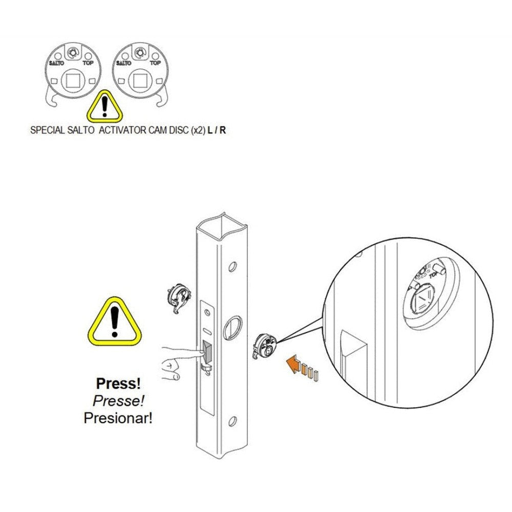 Salto activators (pair) for the EM750DL unit, reversible, 44-51mm door thickness