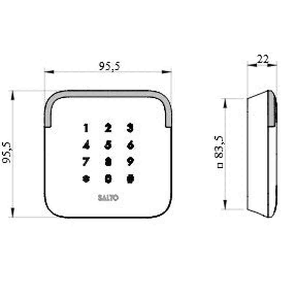 Salto proximity wall reader/keypad, BLE Mifare DESfire, conical base
