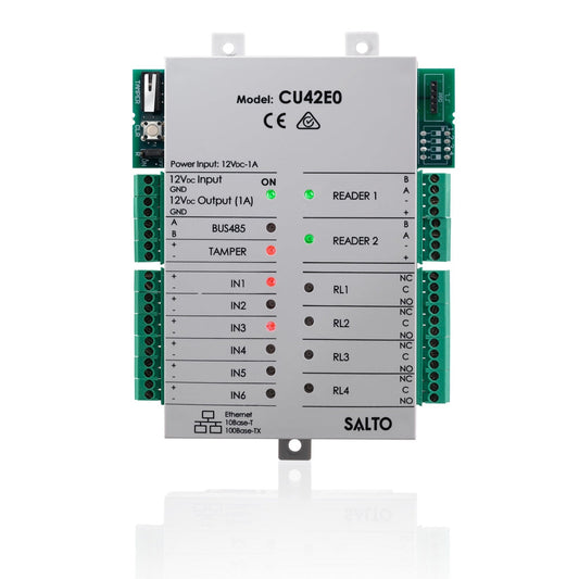 Salto XS4 2.0 ethernet door controller with housing, clear cover